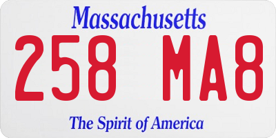 MA license plate 258MA8