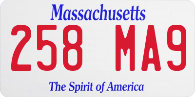 MA license plate 258MA9