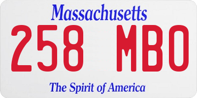 MA license plate 258MB0
