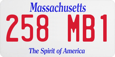 MA license plate 258MB1