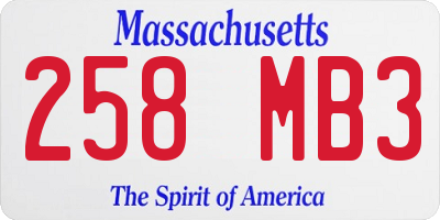 MA license plate 258MB3