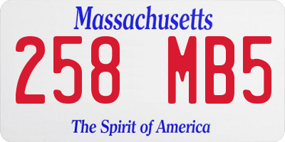 MA license plate 258MB5