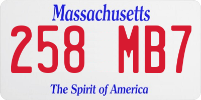MA license plate 258MB7