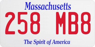 MA license plate 258MB8