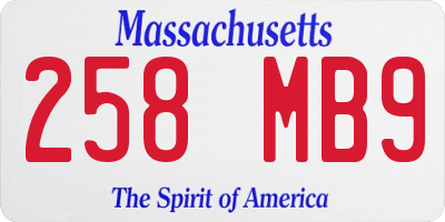 MA license plate 258MB9