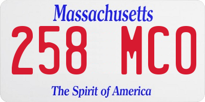 MA license plate 258MC0