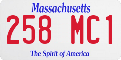 MA license plate 258MC1