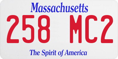 MA license plate 258MC2