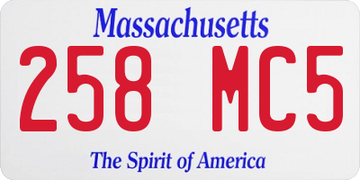 MA license plate 258MC5