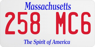 MA license plate 258MC6
