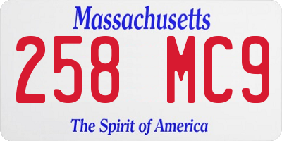 MA license plate 258MC9
