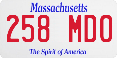 MA license plate 258MD0
