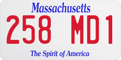 MA license plate 258MD1