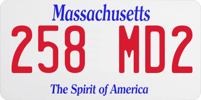 MA license plate 258MD2