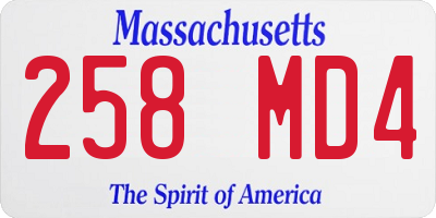 MA license plate 258MD4