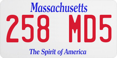 MA license plate 258MD5