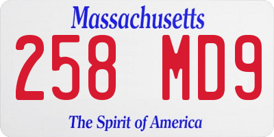 MA license plate 258MD9