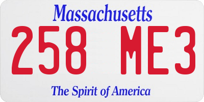 MA license plate 258ME3