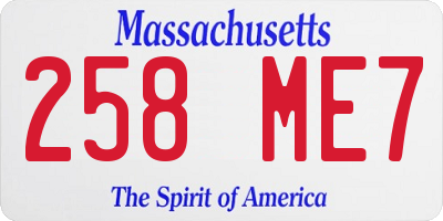 MA license plate 258ME7
