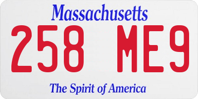 MA license plate 258ME9