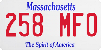 MA license plate 258MF0