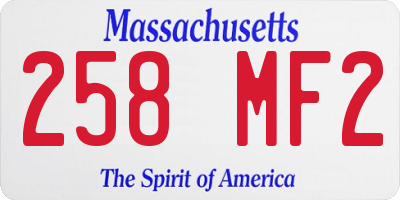 MA license plate 258MF2