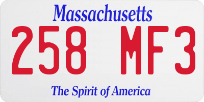 MA license plate 258MF3