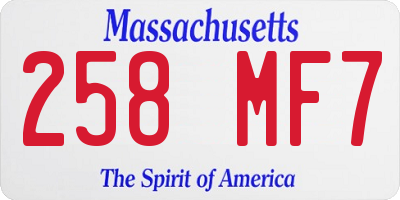 MA license plate 258MF7