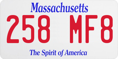 MA license plate 258MF8