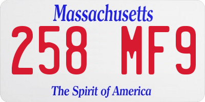 MA license plate 258MF9