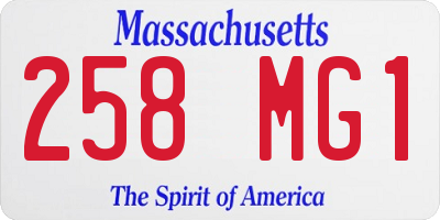 MA license plate 258MG1