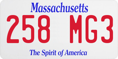 MA license plate 258MG3