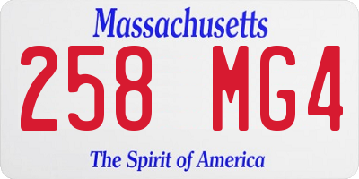 MA license plate 258MG4