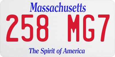MA license plate 258MG7