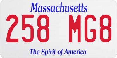 MA license plate 258MG8