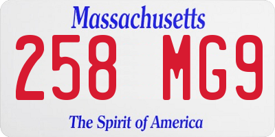 MA license plate 258MG9