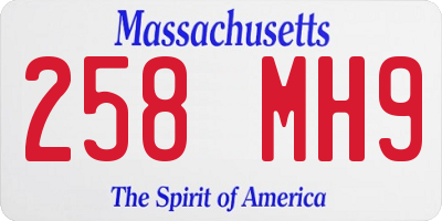MA license plate 258MH9
