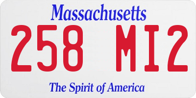 MA license plate 258MI2
