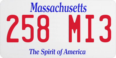MA license plate 258MI3