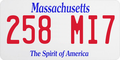 MA license plate 258MI7
