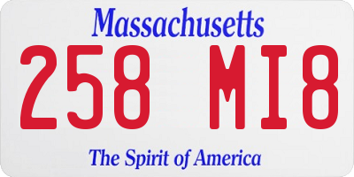MA license plate 258MI8