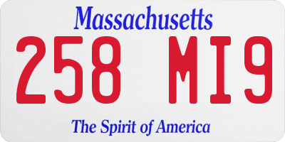 MA license plate 258MI9