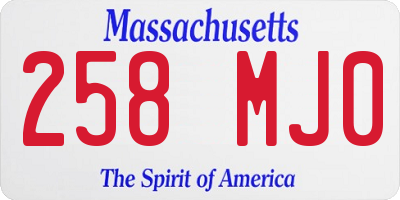 MA license plate 258MJ0