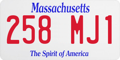 MA license plate 258MJ1