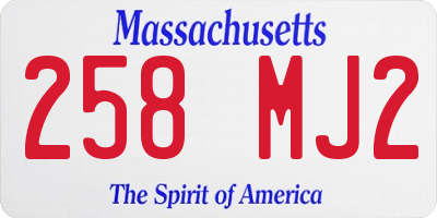 MA license plate 258MJ2