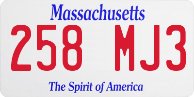 MA license plate 258MJ3