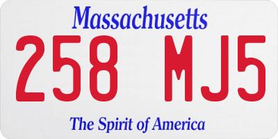 MA license plate 258MJ5