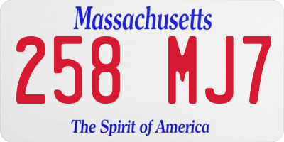 MA license plate 258MJ7