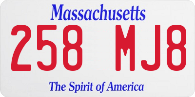 MA license plate 258MJ8
