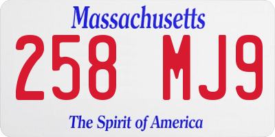 MA license plate 258MJ9